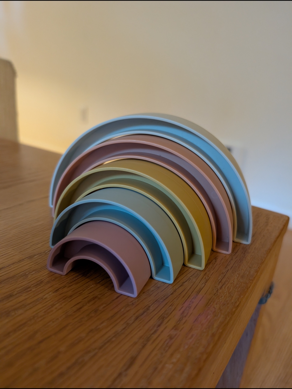 Mushie, Danish Stacking Rainbow Toy in Pastel Colors